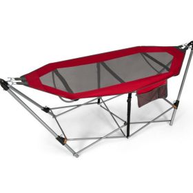 Portable Folding Hammock with Hammock Stand (Color: Red)